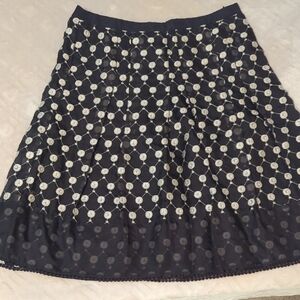 Ann Taylor Petite Black and Cream A-Line Skirt